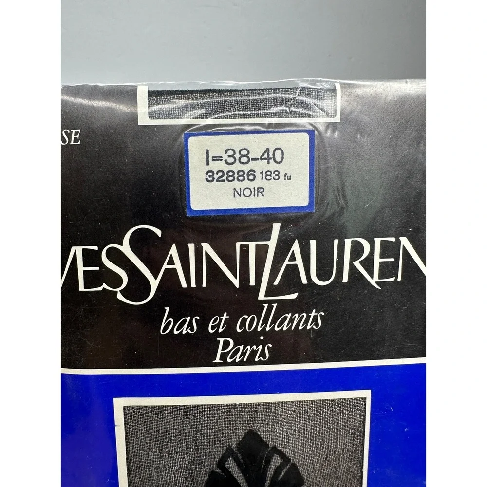New YVES SAINT LAURENT Pantyhose Vintage Black Stockings‎ crystals Bling Paris